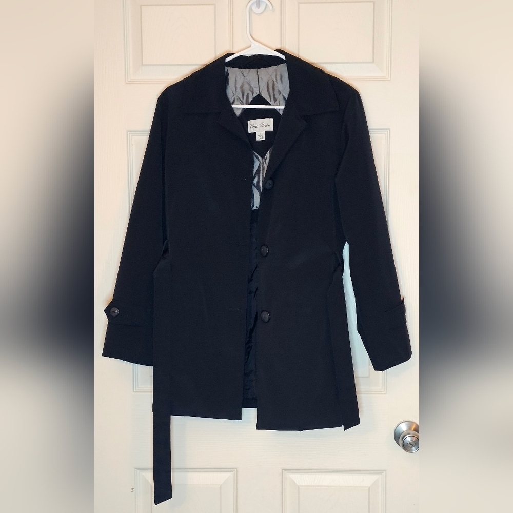 Carlo Briani Black Trench Coat | Classic Belted Vintage Style - Picture 1 of 5